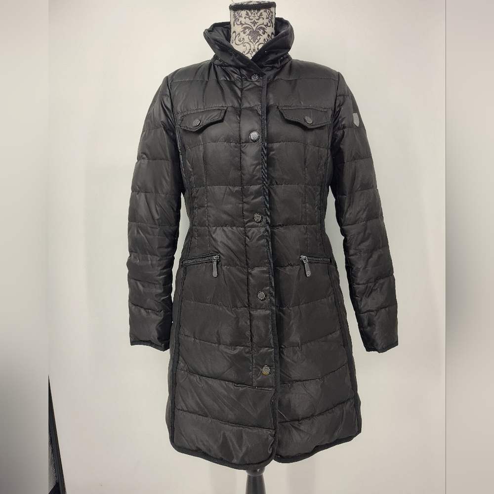 Vince Camuto Black Down Puffer Long Coat Size Women's Medium